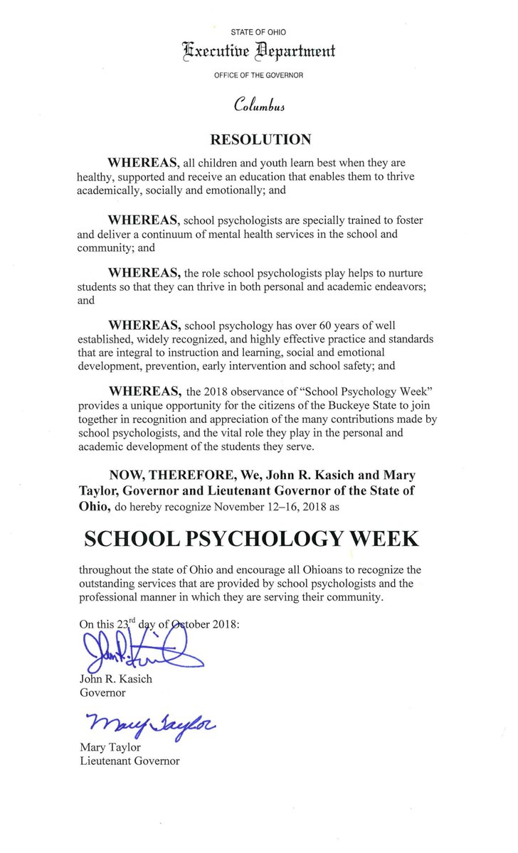 OSPAonline's tweet image. Kicking of School Psychology Awareness Week in Ohio (#SPAW) with a proclamation from the Governor #UnlockPotential