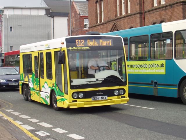 Behold, the TECNOBUS - which operates for free on local routes in St Helens, Liverpool. There's six of them and they're all electric.