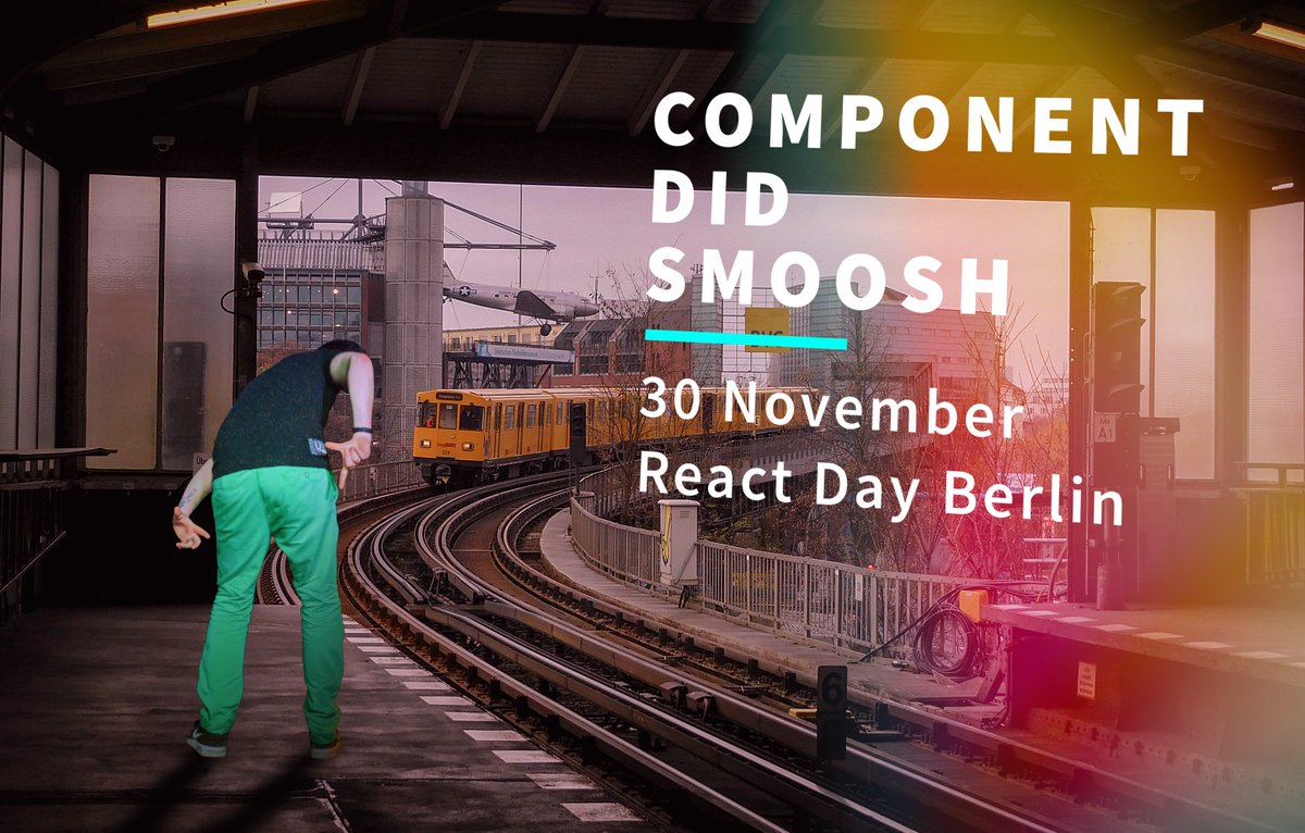 jevakallio's tweet image. #componentDidSmoosh x @reactdayberlin will feature @charliejackson, a &quot;funny-ass&quot; React developer from London (pictured below).

To win a free ticket to the party on Nov 30, reply with the hashtag #componentDidSmoosh, and a caption of what Charlie&apos;s butt might say! 🍑👀