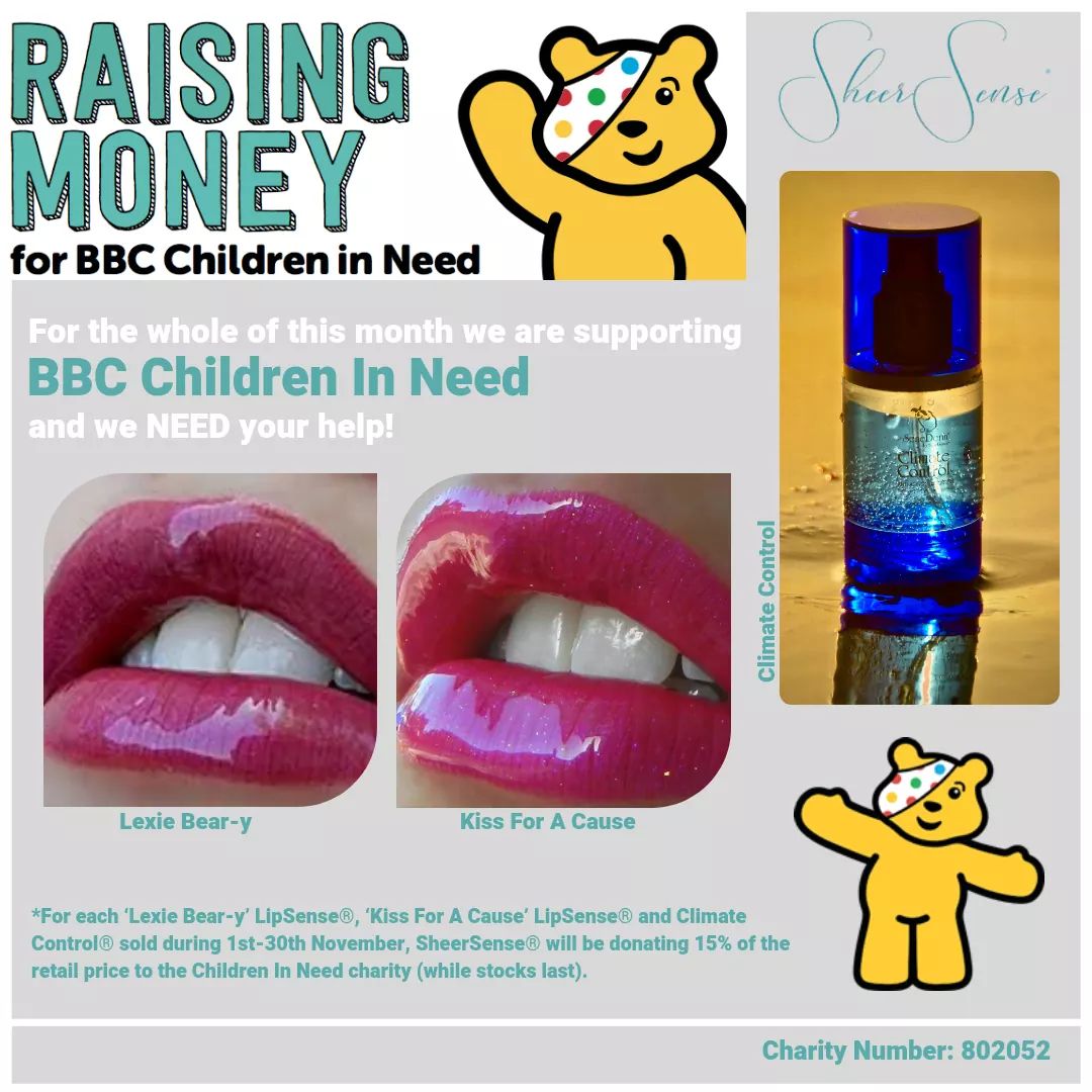 This is why I have 2 Colour's of the Week this week ⬇️

SheerSense® is raising money for Children In Need donating 15% of Lexie Bear-y, Kiss for a Cause and Climate Control sales to Children In Need!!! 👍🏻💋

#ChildrenInNeed #sheersense #kissforacause #lexiebeary #climatecontrol