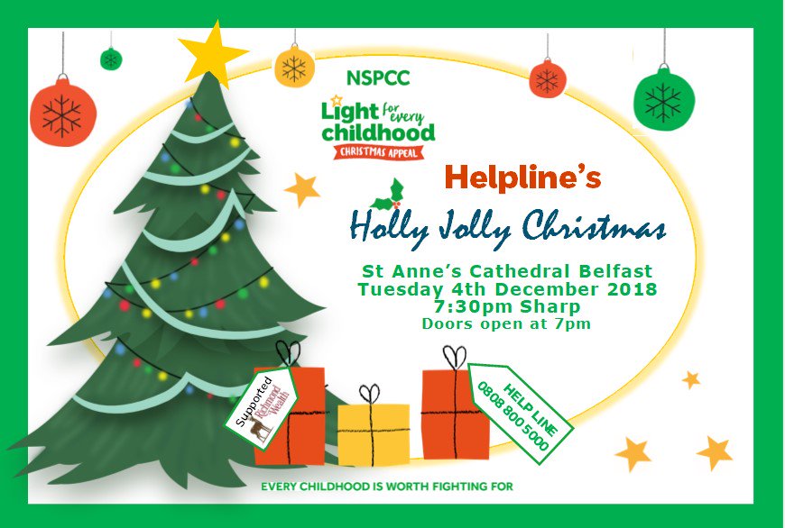 Join us on Tuesday, December 4 in St Anne’s Cathedral, #Belfast for our Holly Jolly Christmas concert. We are hosting a festive-filled musical evening with choirs from businesses plus Killard House School. Call 028 9035 1135 or email northernirelandappeals@nspcc.org.uk for info
