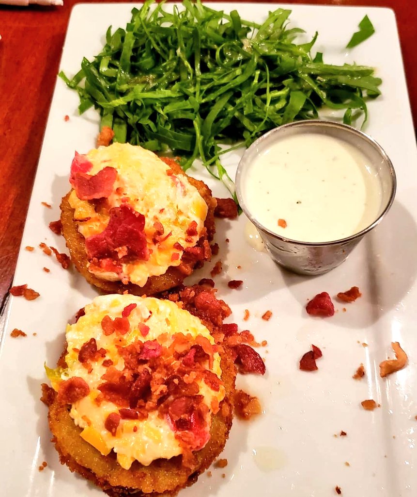 LisaLongball's tweet photo. Oh my gosh! #HopsBurgerBar in #Greensboro #NorthCarolina is delicious! I had a fried green tomato with pimento cheese to start &amp; half a peanut butter &amp; jam burger and half a Diablo Burger with jalepeno bacon! Mmmmm! #calorieworthy @VisitNC ❤🍔 https://t.co/rRGoiZTDWN