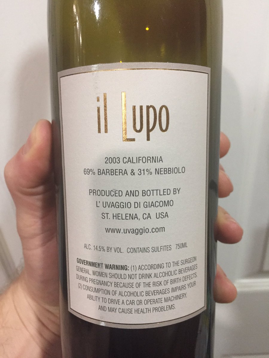 atavistcanid's tweet photo. The #eveningselection is an outstanding blend. IT'S REALLY GOOD. Nebbiolo and Barbera, 2003.
I was in the USMC when this was bottled... https://t.co/oTyKu0rNpW