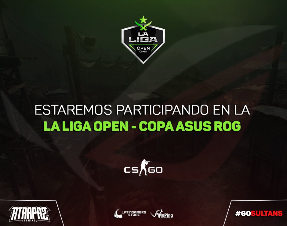 atrapa2gg's tweet photo. / #CSGO \
Confirmamos nuestra presencia en la Copa @ASUS_ROG de @laligaesports Open. Vamos a estar buscando un lugar en el último LAN del 2018!
El equipo:
#Coldness ~ @AFRIKAfps ~ @KAISERzy ~ #Tomiww ~ #Stevents
#GoSultans 👳♂️ #A2G https://t.co/ZPouoMn0Vy