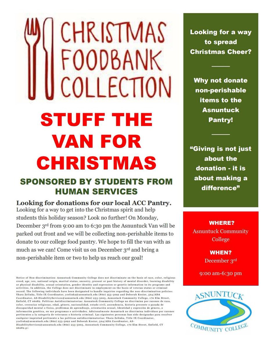 Asnuntuck On Twitter On Monday December 3rd Students Can Donate