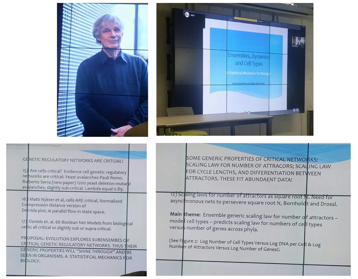HyobinKim4's tweet photo. Unfortunately, Kauffman was not able to come to "3rd Week of Complexity" #C3UNAM. But he gave a talk remotely.

FYI,

Slides for his talk (from 14:00 to 55:00): https://t.co/MTNVsaRxX1 https://t.co/UmcF2nKoyP