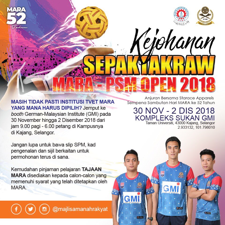 Majlis Amanah Rakyat On Twitter Jangan Lupa Saksikan Saingan Sepak Takraw Mara Psm 2018 Bermula Pada Hari Jumaat 30 November Hingga Ahad 2 Disember 2018 Di Gmi Jumpa Anda Di Sana Ayuh