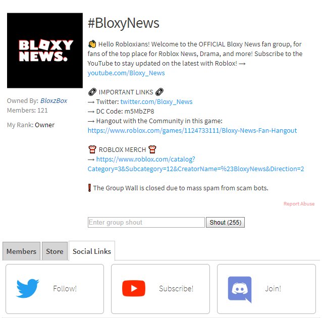 Bloxy News On Twitter Bloxynews You Can Now Add Social Links To Your Roblox Groups Just Like You Can With Games - best recent roblox games november 2018