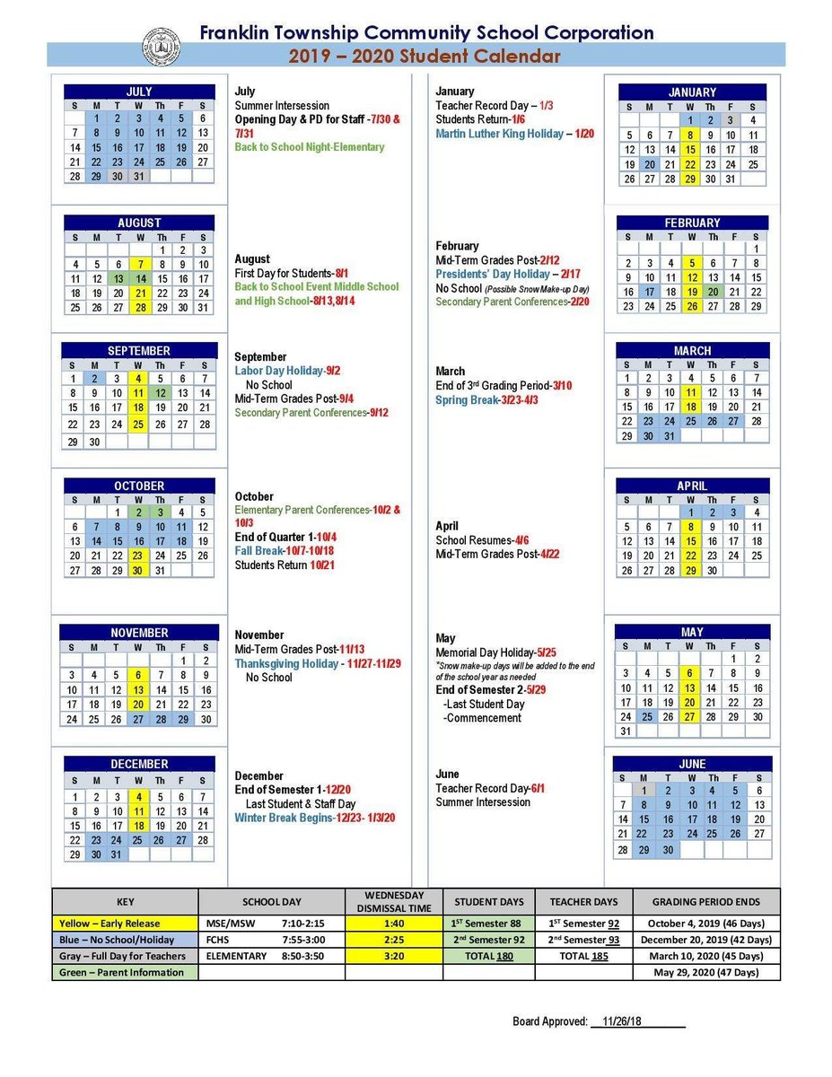 Franklin Township Calendar Corie Cosette