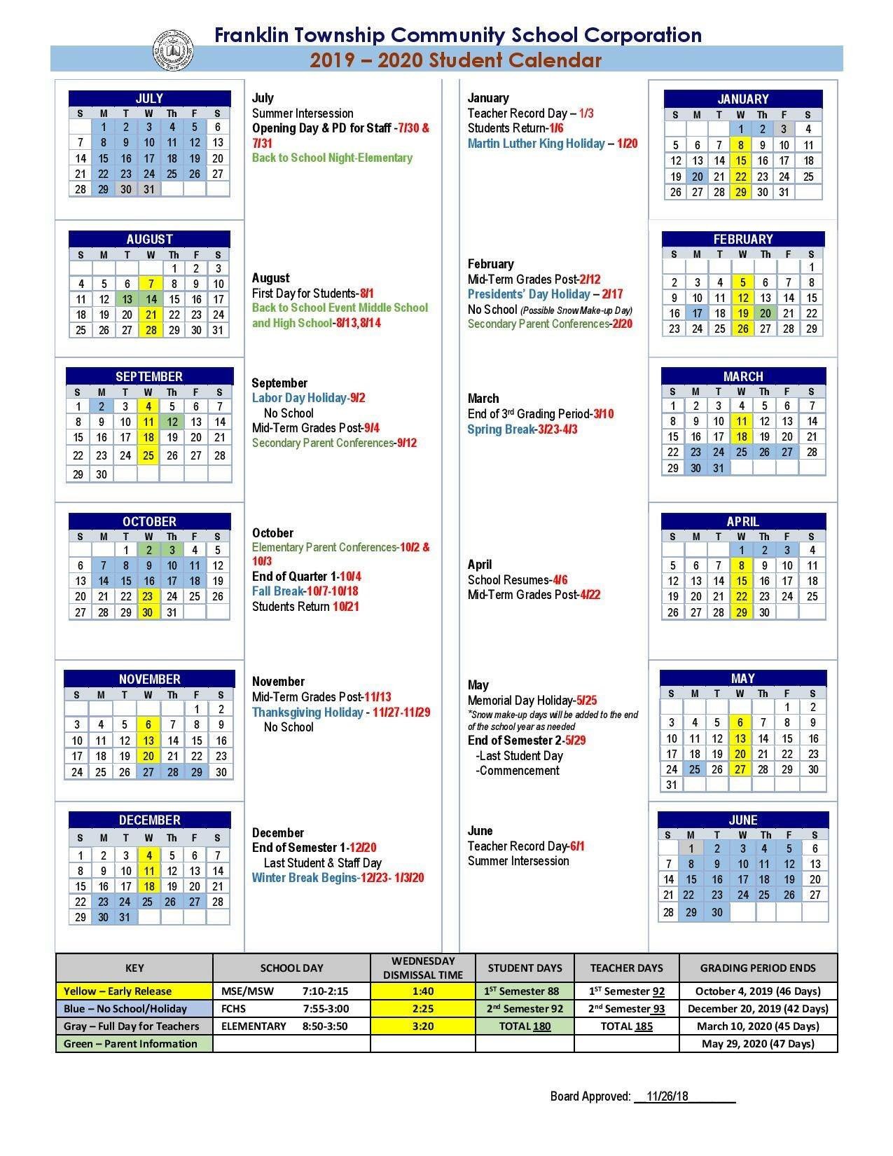 Franklin Township Schools Calendar Ashil Calypso