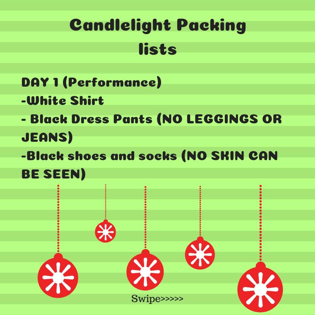 CbhsChorus's tweet photo. Who’s excited for Candlelight tomorrow?? Well here is a little guide while you pack tonight! See you all tomorrow morning!! https://t.co/RWeB4vtsXz