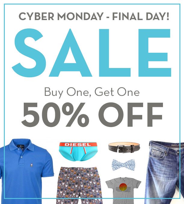 shopatbrick's tweet photo. It’s the last day to Buy One Get One 50% OFF! #weho #wehosale #CyberMondayDeals #mensfashion #mensstyle #wehodeal #freeshipping https://t.co/obBmLwD6Qk