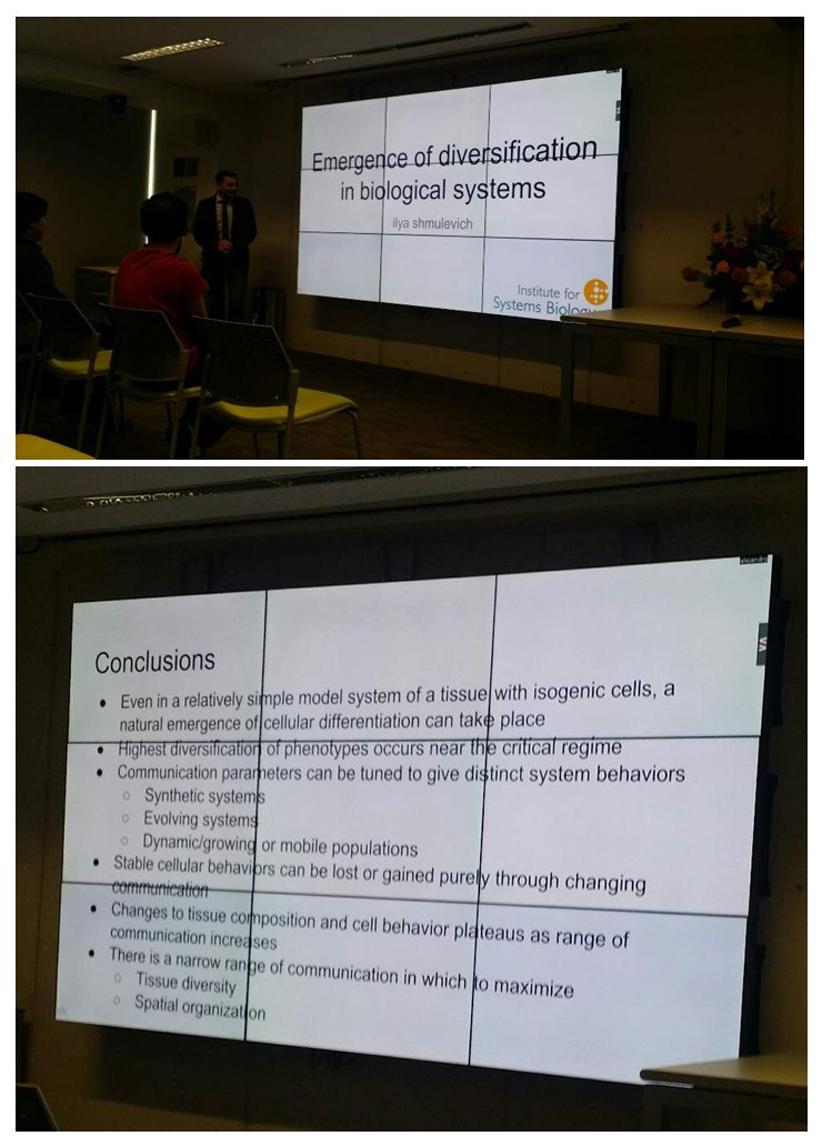 HyobinKim4's tweet photo. Ilya Shmulevich talked about emergence of diversification in biological systems at #C3UNAM.

FYI,

Video (6:50 from to 57:45): 
https://t.co/YsOAOkYgdu https://t.co/awJWtdYEPb