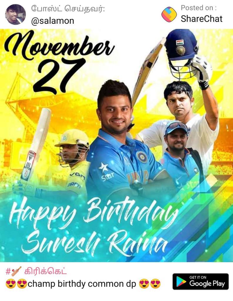 Happy birthday to Chinna thala Suresh Raina 
