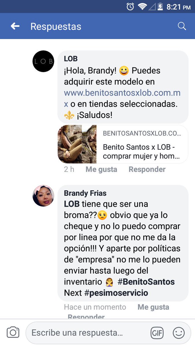 BrandyFrias's tweet photo. #BenitoSantos tú colección muy buena y todo pero busca donde la podamos adquirir por que en #LOB pésimo servicio y nada accesibles!! Y en linea no puedo adquirir el modelo por que ni viene la prenda que me gusto!! #Next https://t.co/Qfpu2kLJZq