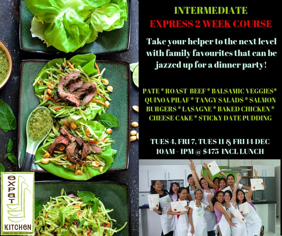 Expat_Kitchen's tweet image. Boost your helper's kitchen skills this December with Expat Kitchen's Express 2 week Intermediate Cooking Course. #intermediatecooking #helpercooking #maidcooking #expatkitchensg #cookingschoolsg