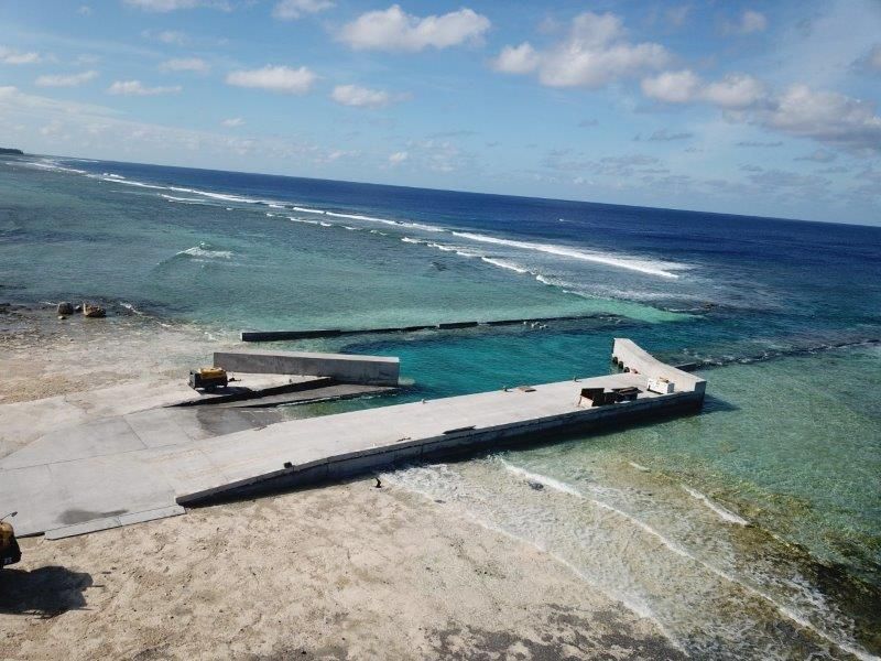 MFATNZ's tweet photo. First completed wharf at Atafu #Tokelau - exciting milestone in project to improve dangerous conditions at existing wharves, accommodate new inter-atoll vessel &amp;  expected impacts of #climatechange over next 50 years. No air services to Tokelau, so 3 atolls rely on sea transport. https://t.co/HIdvCw3G2E