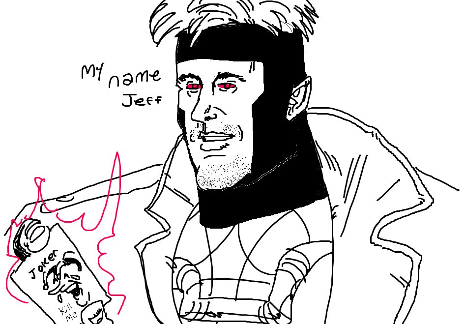 ko-fi request: "Hey Phillipbankss! Huge fan of yours and Im glad to be able to support you in some way. Could you please draw hollywood superstar Channing Tatum dressed up as the X-men character Gambit, saying his signature catchprhase; My Name Jeff?" 