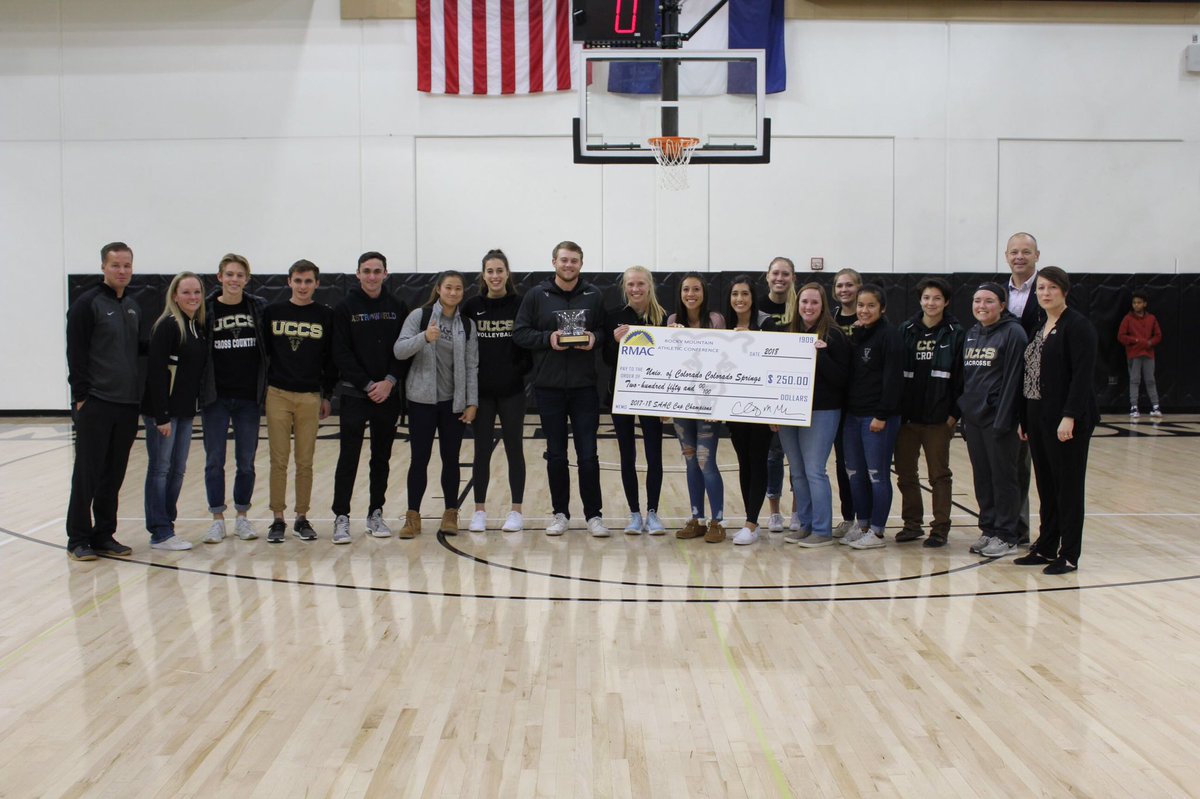RMAC_SPORTS's tweet photo. . @GoMountainLions received the 2017-18 @RMAC_SAAC Cup at tonight’s men’s basketball game against Colorado College! Congrats Mountian Lions! #SAACElevated https://t.co/cb6IJ7mf1m