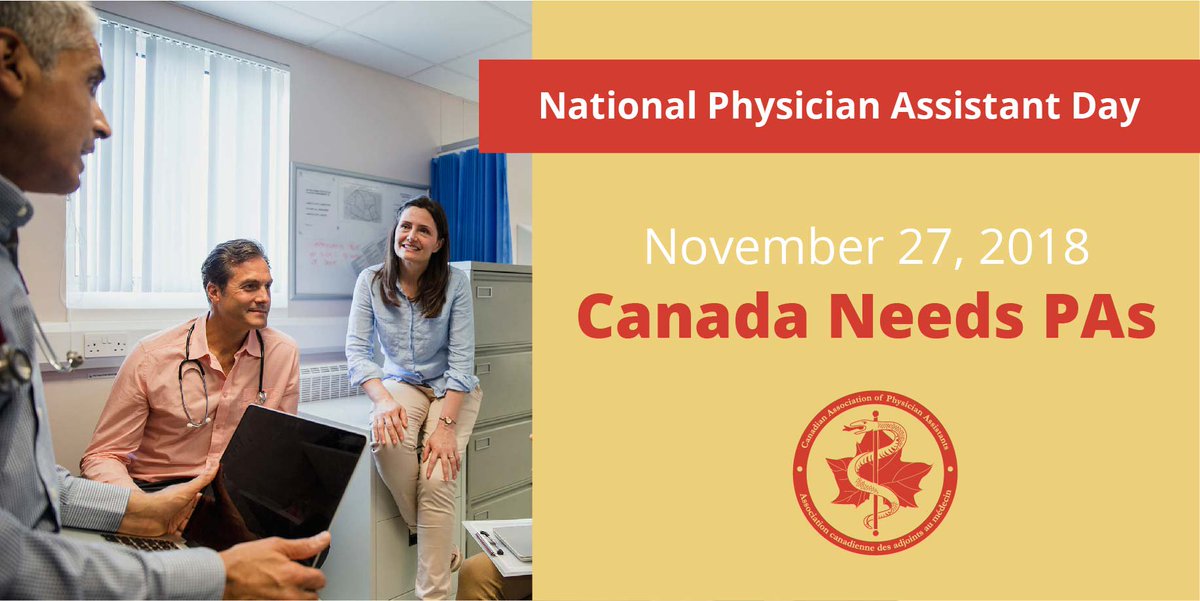 Good morning #CdnHealth Twitter. It's here... today is National Physician Assistant Day in Canada. We'll be using #CanadaNeedsPAs to shout out PAs and what they're doing for patients, doctors &amp; health systems across Canada (RTs and shares appreciated)