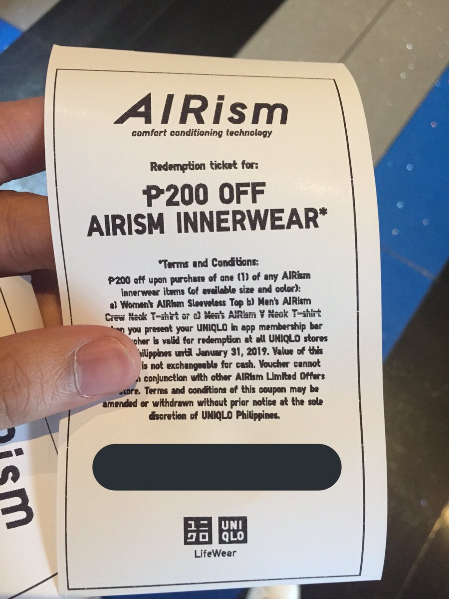 PromoFinderPH's tweet photo. [#Uniqlo 👕👚]

P200 OFF Airism tops! 

Just drop by the Airism booth (photo from 3/F Central Square, BGC) and watch the machine demo. Enter your email and get the free voucher! 

#PromoFinderPH https://t.co/Sdof8YPnot