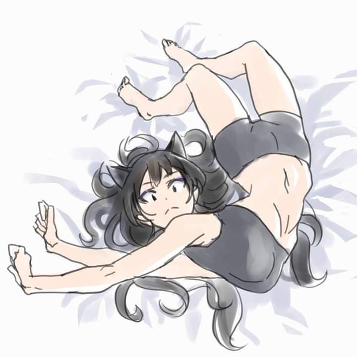 Blake:*just woke up to smell a horny heat aroma* "M-m-must resist." *grew horny and futa pressed on panties*