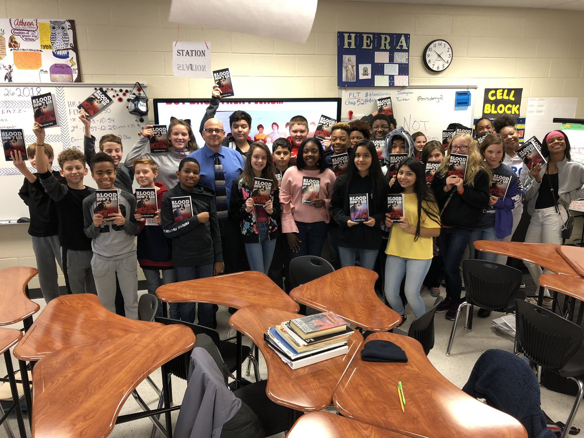AaronHLevy's tweet photo. Thanks to @ECMSWildcats and @kimberlydeery students for reading and thinking hard bout #blooddontlie and talking Dramatic Writing w me today! @WritingWhs @GaDOEELA @GAFilmAcademy @GCTEnglish @COBB_ELA #dramaticwritingnga @ksu_ened @GLALibrary https://t.co/I0nTfPkfL0