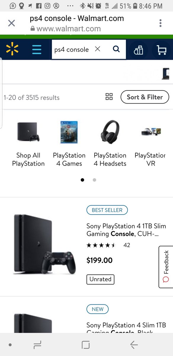 So <a href="/Walmart/">Walmart</a> <a href="/WalmartInc/">Walmart Inc.</a> <a href="/walmarthelp/">Walmart Help</a> is promoting a ps4 for $199 but when you click it says $324. I spoke to them &amp; they are saying it's out of stock but it's still on their website as $199. They won't honor the price

#walmartscam #walmart #BadBusiness #cybermonday #buyerbeware