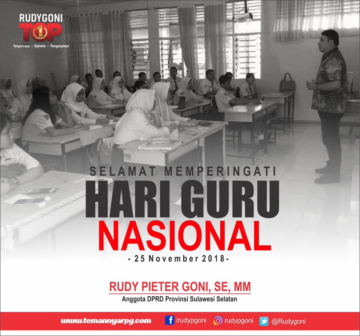 OliviaSyauta's tweet photo. Selamat Memperingati Hari Guru Nasional.. Setiap guru berjasa bagi kecerdasan bangsa.. Penghormatan Tertinggi utk para guru π
@RudyGoni
Salam dari #temannyaRPG #temannyaRudyGoni #RudyPieterGoni
#PDIPerjuangan
#HaruGuruNasional #HariGuru2018 #SelamatHariGuru
β’
#EwakoPSM https://t.co/XiOlPflENG