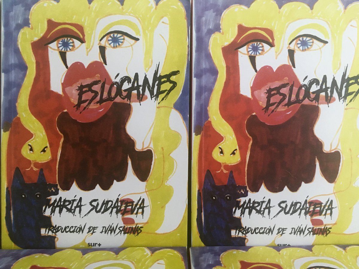 "Eslóganes es un libro extraño, extraordinario. Lo es por su contenido: describe un universo de guerra total en el que el ser humano ya no existe, salvo en forma de residuos" dice Antoine Volodine del libro de María Sudáieva. Lo pueden encontrar en el Estand L1 en la FIL