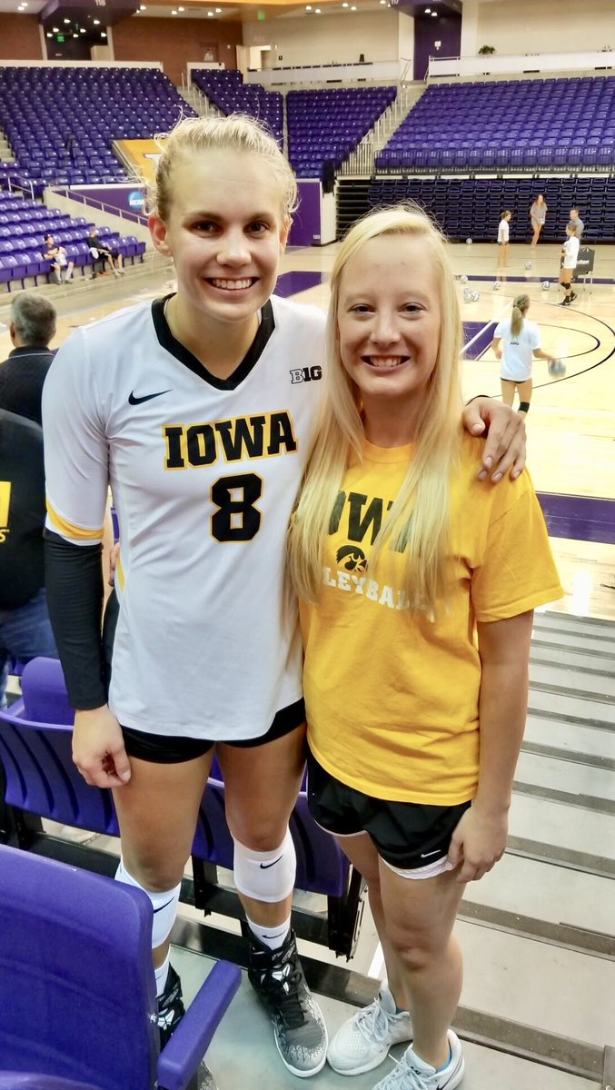 katelyn_coyle11's tweet photo. Cheering for this one extra loud on senior night! Love you Reghan! 💛🖤🏐 #FightForIowa https://t.co/0H9zXQrHCR