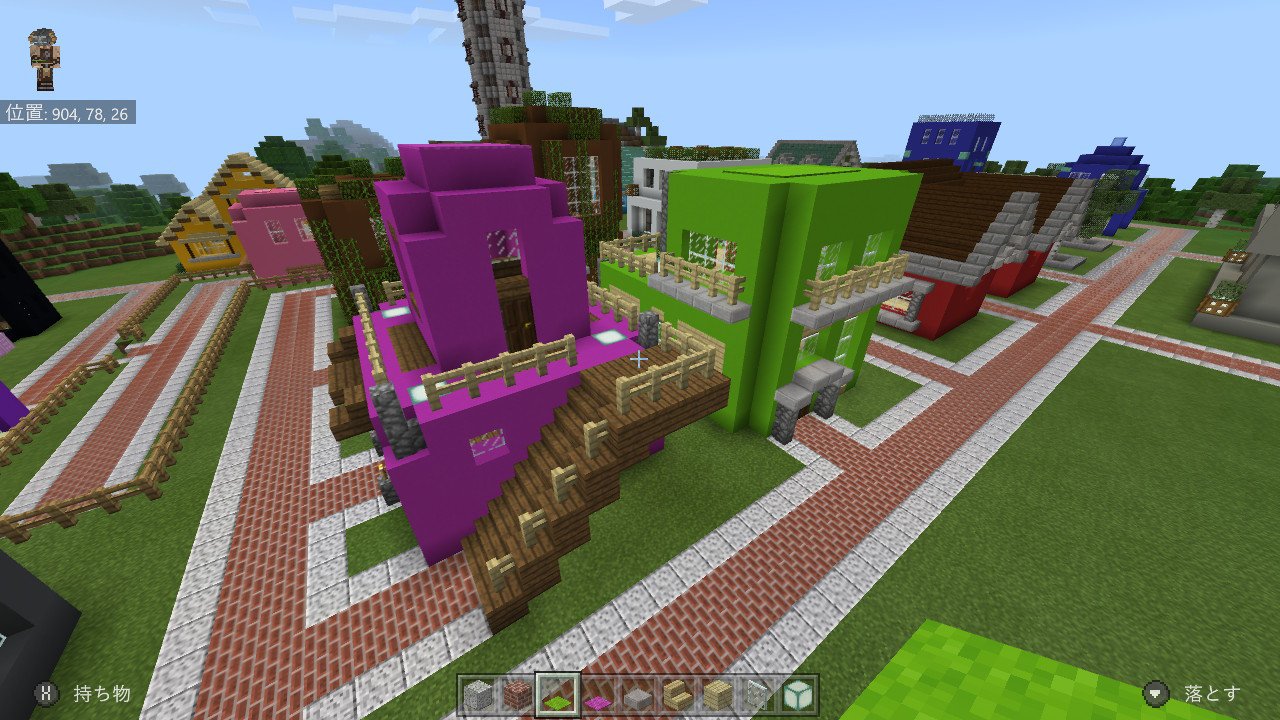 ぐれん コンクリートタウンの進捗 黄緑の家 紫の家 水色の家追加 ついでにトロッコ用の小さな駅も作成 W とりあえず16色分作り終わったので後は装飾やら囲いやらしていきます Minecraft マイクラ マインクラフト Nintendoswitch T