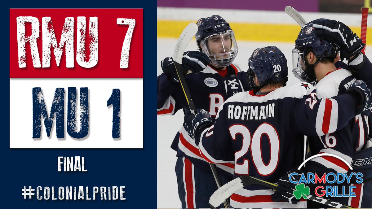 RMUMHockey's tweet photo. It'll be a happy ride home to Neville Island!
Goals from Horsman and Coyne finish the rout in Erie! We have our first series sweep of the season and move above .500 in @Atlantic_Hockey.
Much more to come here and on https://t.co/oyDIi5xKaK! https://t.co/OinV3lAMnp