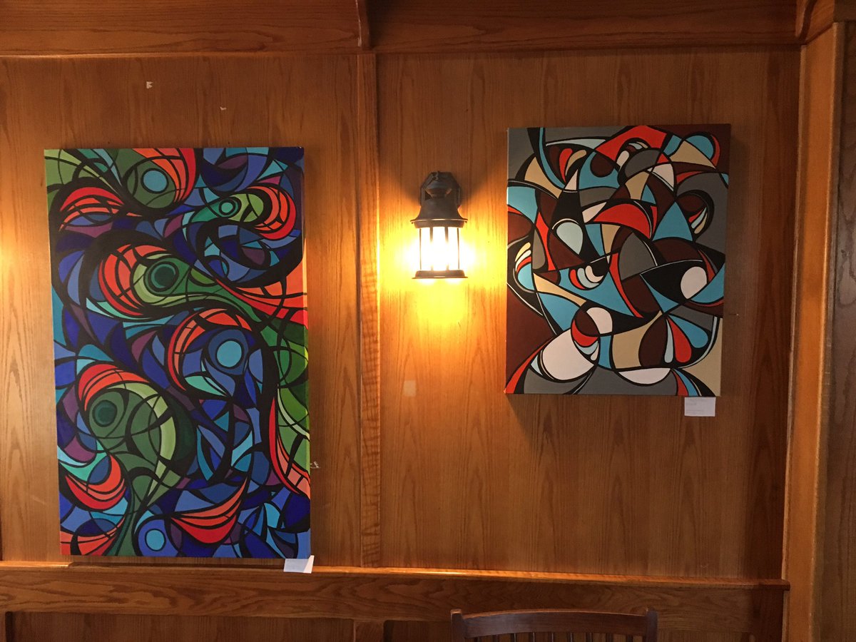 Some of my art currently on display at Mulligans. #artist #painting #abstractart #art