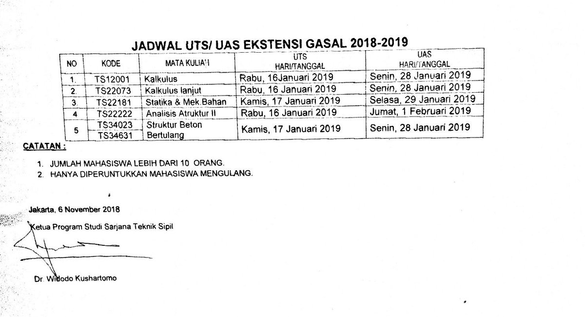 [INFO AKADEMIK]

Diberitahukan kepada seluruh Mahasiswa/i Teknik Sipil Universitas Tarumanagara

Berikut adalah JADWAL SEMESTER EKSTENSI GASAL 2018-2019

-IMASTA-
