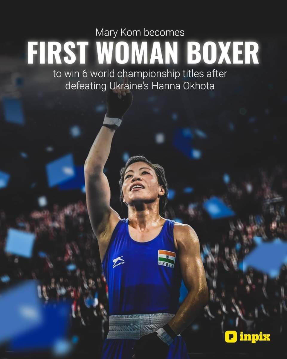 gautamluhar2's tweet photo. Congratulations @MangteC #Merrycom 🥊 hit the #sixer in the #WorldBoxingChampionship become the first woman boxer in the world, who get this historic achievement.
@gautamluhar2
@MangteC https://t.co/PKDY0WA6aJ