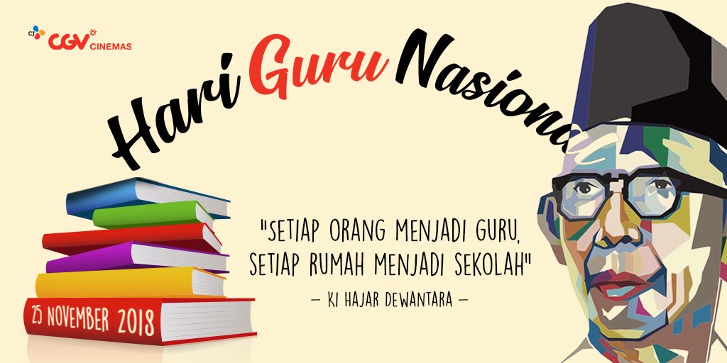 CGV_ID's tweet photo. Selamat Hari Guru Nasional. Terima kasih kami ucapkan untukmu, para pahlawan tanpa tanda jasa. :)

Siapa nih guru favoritmu di sekolah? Sampaikan terima kasih kamu kepada mereka di kolom komen, yuk!

#HariGuruNasional #HariGuru #SeruBarengCGV #TerimaKasihGuru #CGVCinemas https://t.co/n3xcYJIOWk