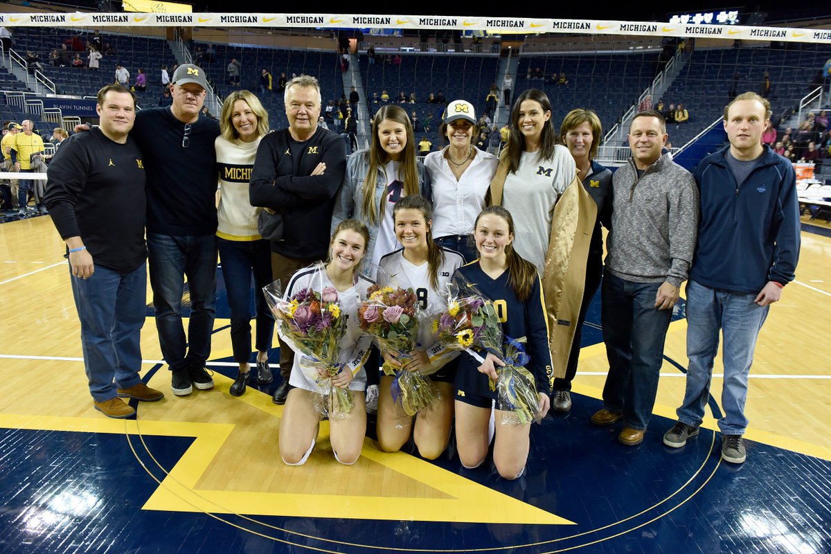 umichvball's tweet photo. So thankful our time with these three isn't over yet! #GoBlue https://t.co/Sjv59xFUqd