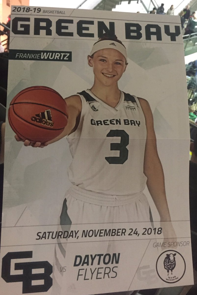 GBBKimberly's tweet photo. @Frankie_Wurtz rocking the cover of the program at the @gbphoenixwbb game today! #FormerMaker #2Claps👏👏 https://t.co/UWxWJnlbhu