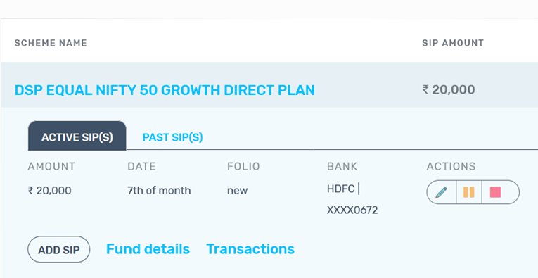 Kuvera_In's tweet photo. #FeatureShowcase - Edit SIP. Skip SIP. With Ease! Here is all that you can do - β’ Edit: Change the SIP date, amount, folio or the bank mandate ...
β’ Pause: Skip your next SIP installment
β’ Stop: Stop and restart your SIP to take a longer break https://t.co/EMTJED5QUD https://t.co/StJnGF4pUk