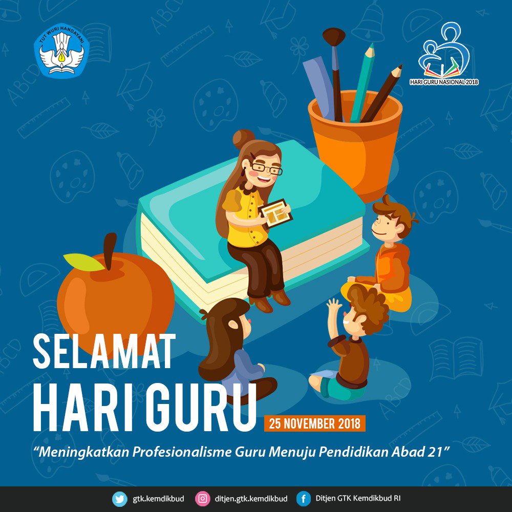 ditjen_gtkpg's tweet photo. Pahlawan bukanlah yang  selalu mengangkat pedang untuk mengorbankan darahnya mengalir atas perjuangannya, melainkan yang mengorbankan semua waktu, ilmu dan tenaga merupakan pahlawan tanpa jasa yang harus kita hormati.

#HariGuruNasional #HariGuru #SelamatHariGuru #GuruDihatiku https://t.co/4yM7xLGhrA