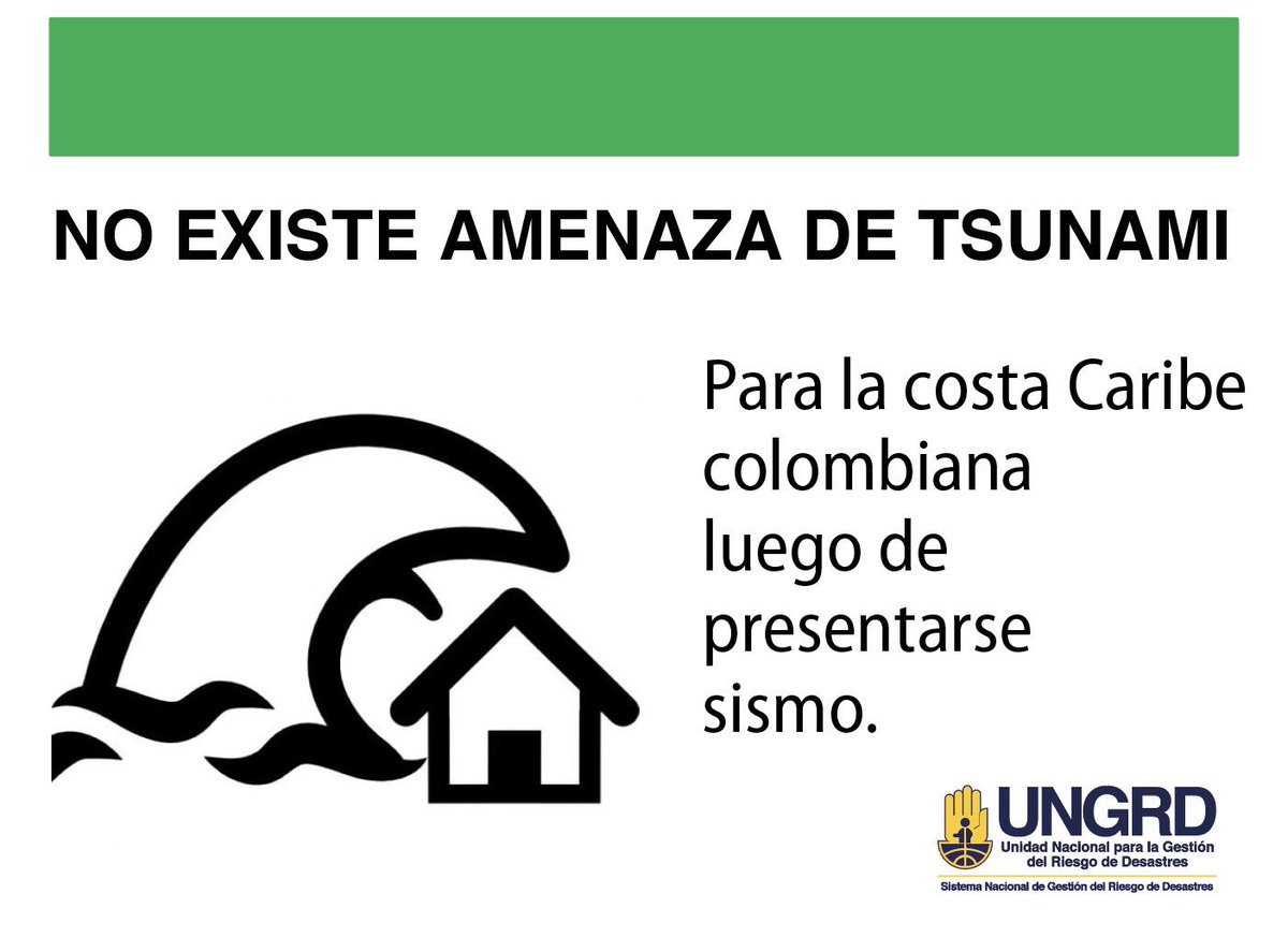 De acuerdo con la <a href="/Dimarcolombia/">DimarColombia</a> tras sismo de 6.1 de magnitud y profundidad 10 km, en cercanias a San Andrés y Providencia, NO existe alerta de tsunami para las costas del Caribe colombiano.