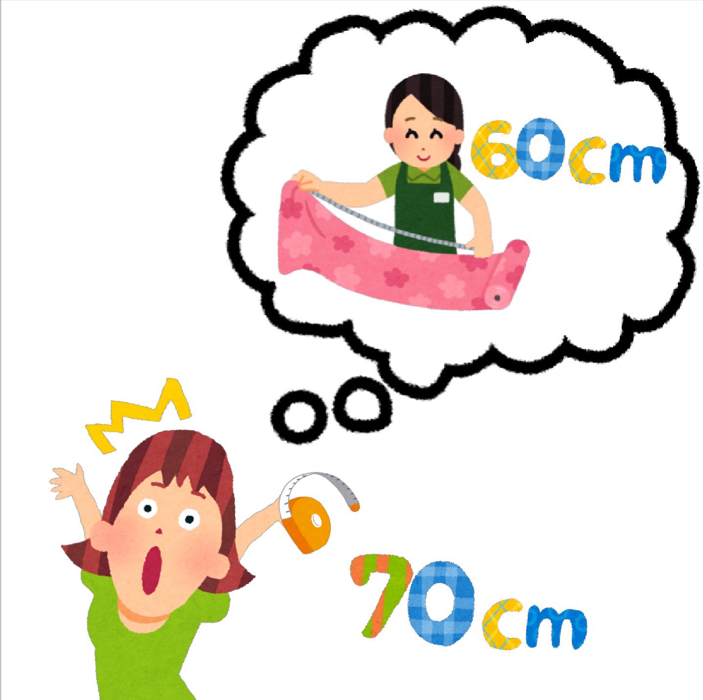 まいチクをいらすとやで再現 Dayukoume 再現難易度 使ったイラスト 9枚 ふきだしのイラスト 布の寸法を測っている人のイラスト エイプリルフールに驚く女性のイラスト メジャー 巻尺のイラスト 文房具 英語のアルファベットのイラスト文字 C M 数字