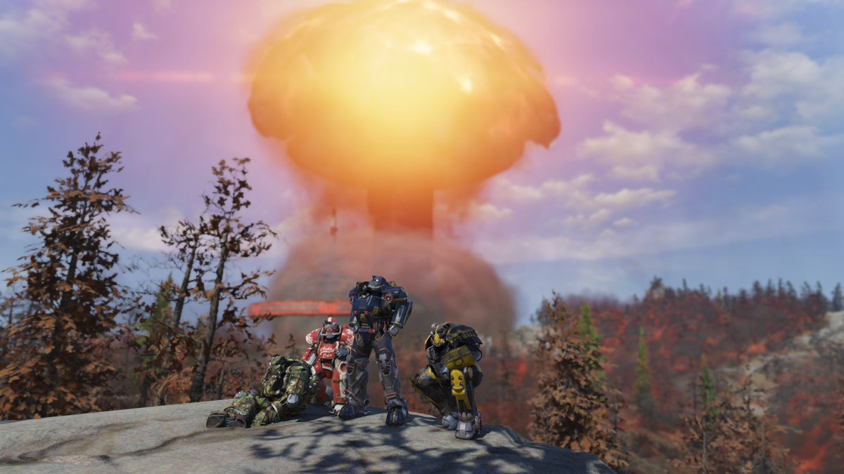 TetraMH's tweet photo. Nuking Top of the World with the bois @Fallout #Fallout76 https://t.co/OgGEXoiW6b