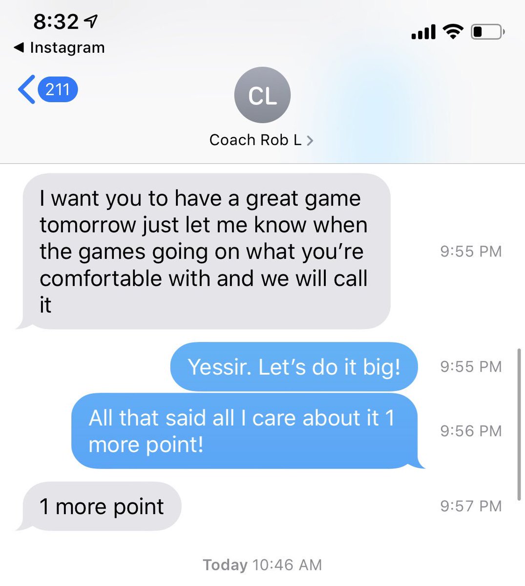 MannyWilkins5's tweet photo. My text last night with Coach Likens. Speak things to existence. God Willing. 👀5️⃣ https://t.co/CObh8vKe0F