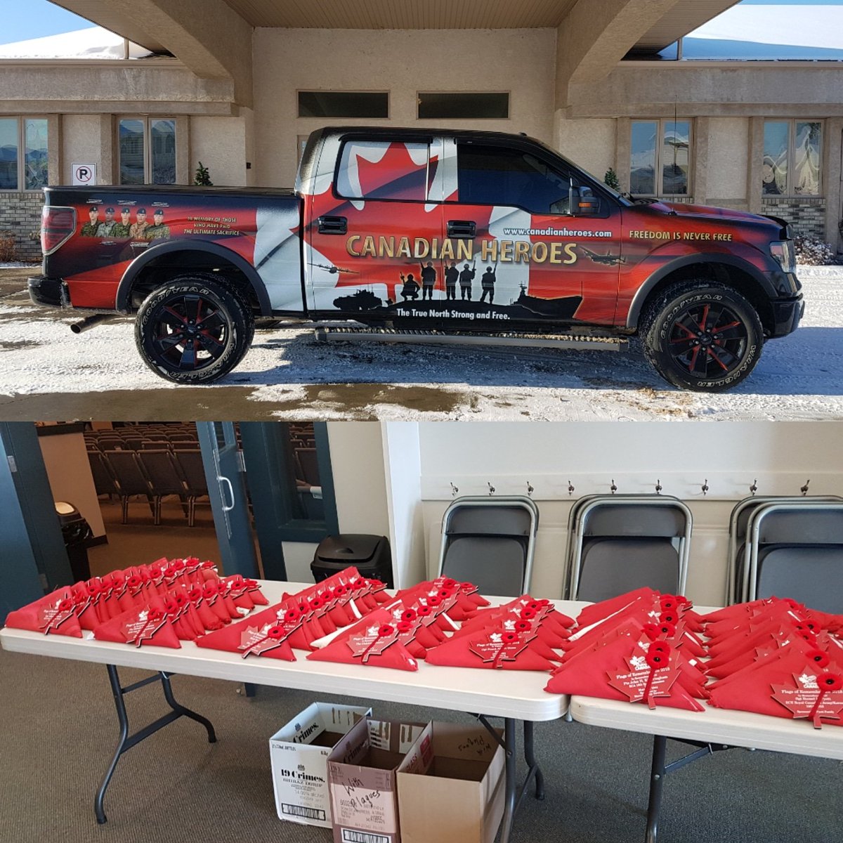 CH12tribute's tweet photo. CH 16 in Sylvan Lake for the closing ceremonies of Veterans Voices of Canada Flags of Remembrance https://t.co/KRroWvUsez