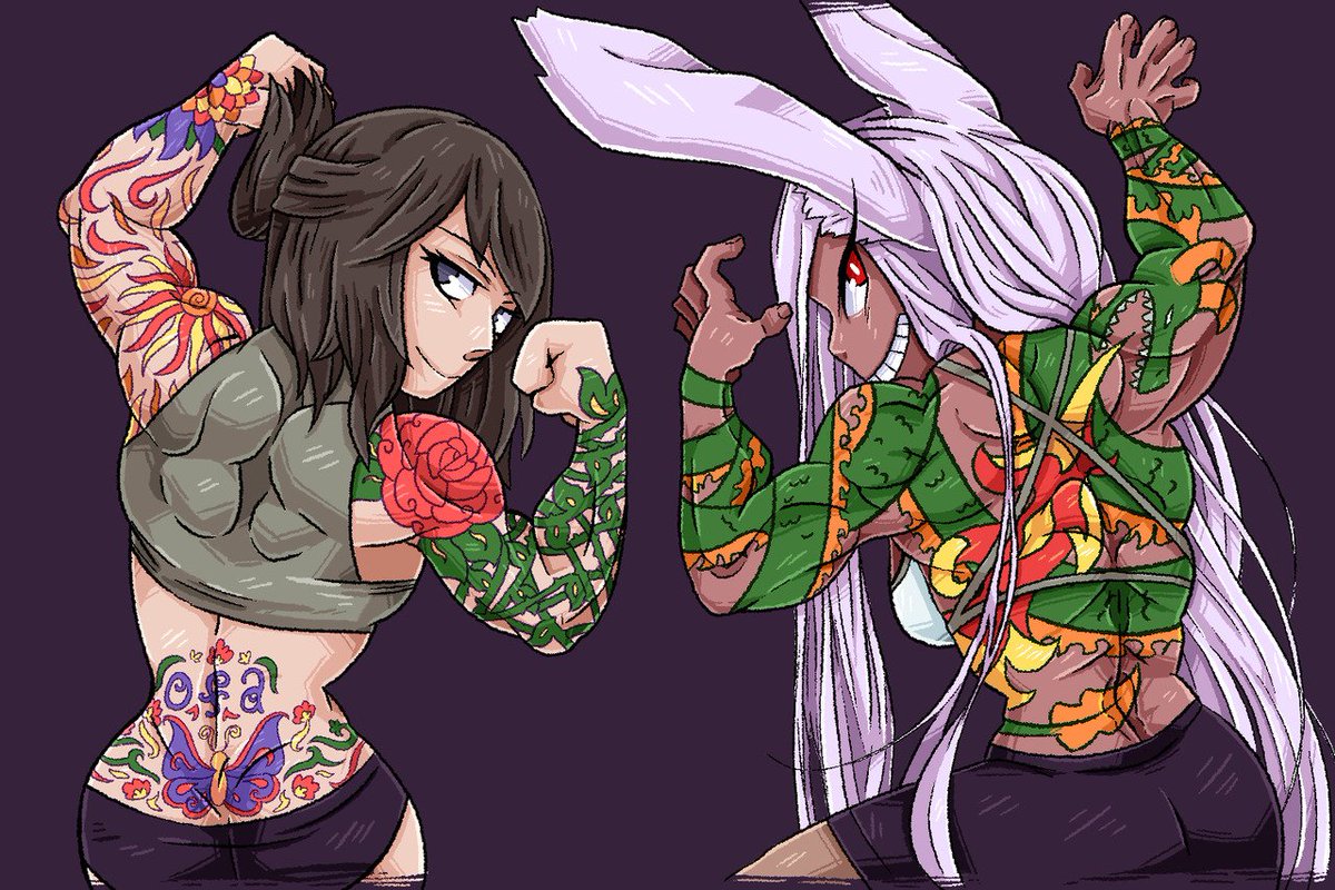 (<a href="/Rabbit__Hero/">🐰 Rumi Usagiyama 🐰</a> )

"Hey Rumi...Are you sure these Tattoos aren't permanent?...they are a bit obnoxious."

*The old school hero lifted her brow as she lifted her arms unintentionally flexing*

Art By birdybomb