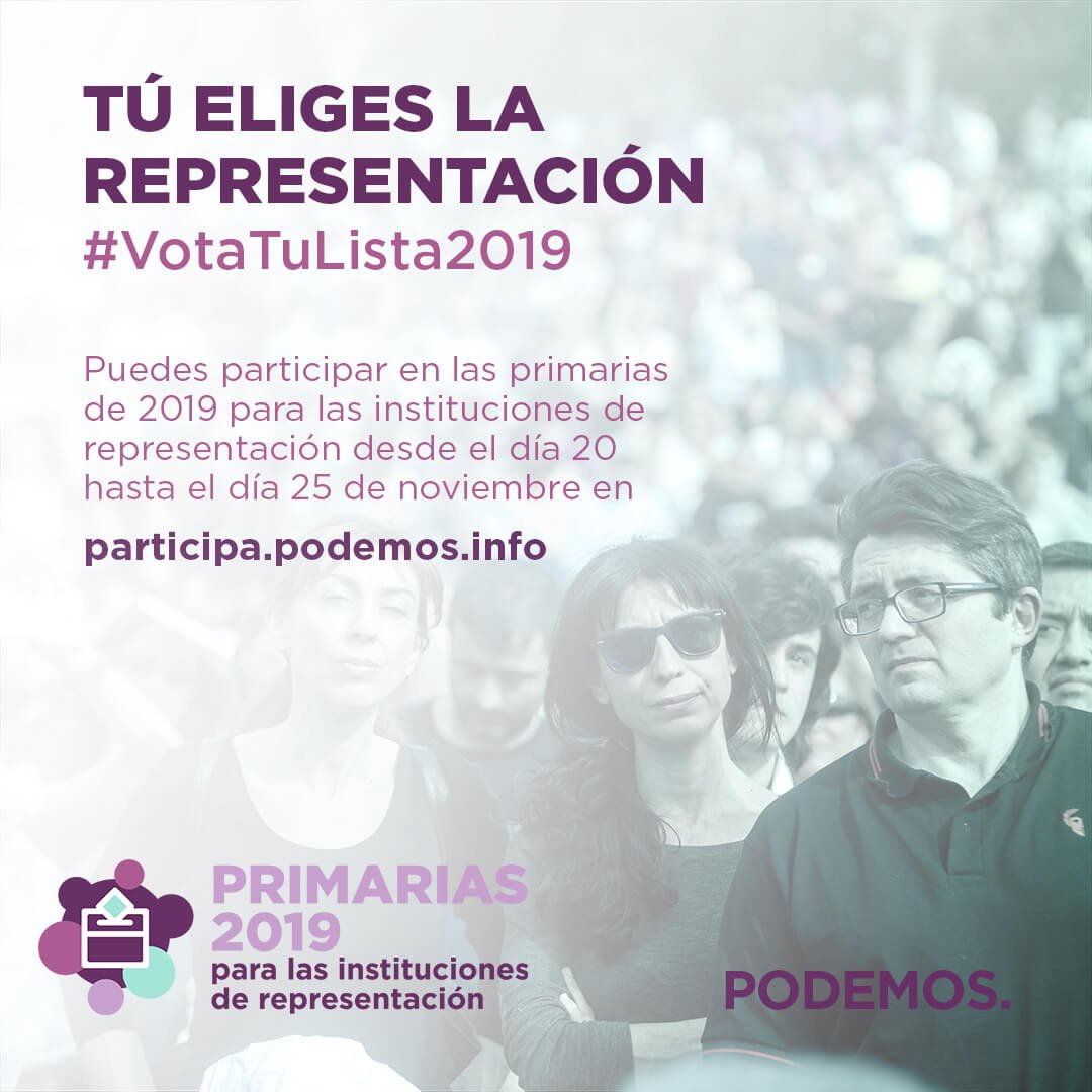 EnlogronoPodemo's tweet photo. ⚠Ultimo dia para  #VotaTuLista2019 en las primarias municipales de #Logroño ¡estás a tiempo! verifica y vota en https://t.co/cSR8Uc9jtN 💜💜 https://t.co/0L5FPkIhsb