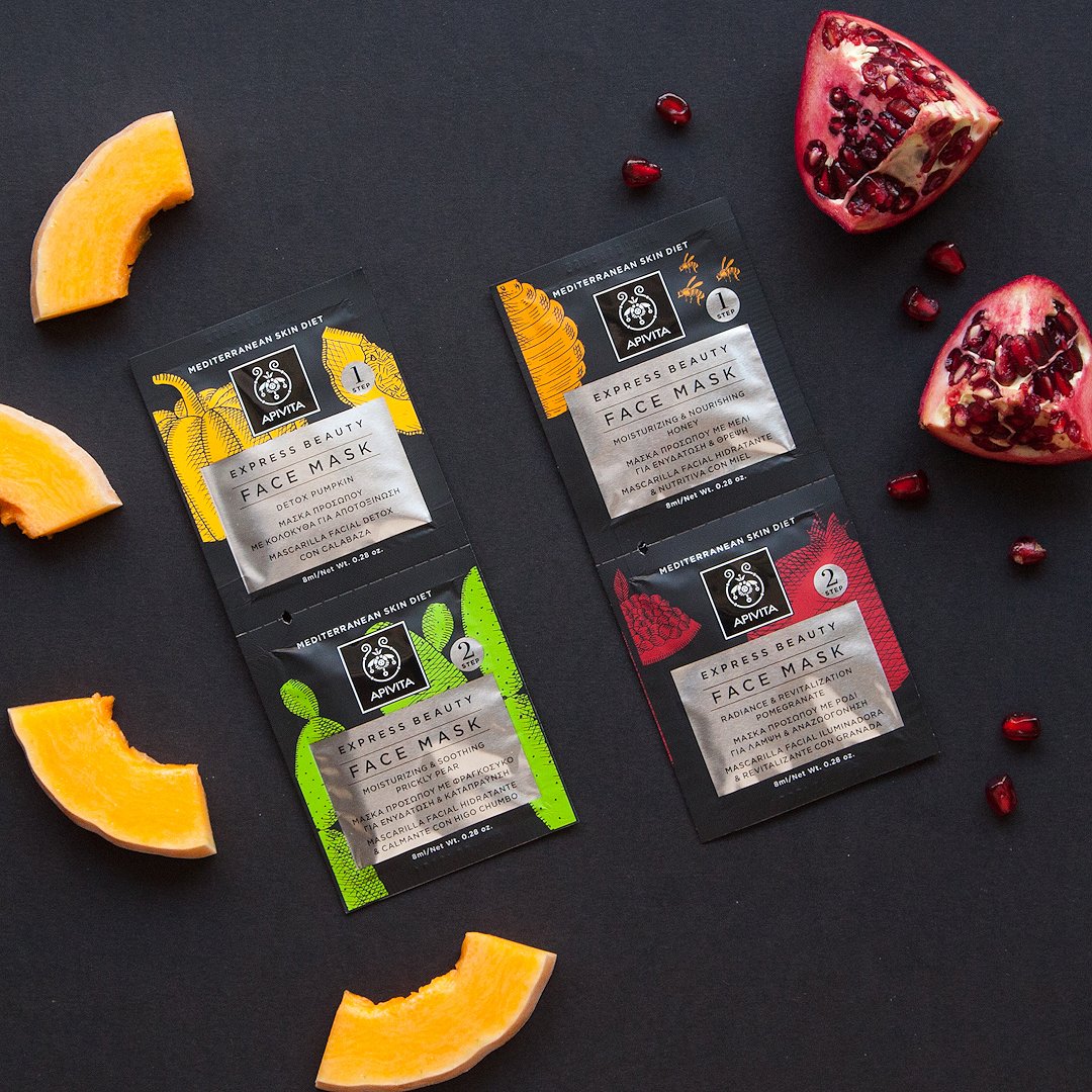 Pick your favorite #expressbeauty limited edition #skinmenu and feed your #beauty with the most amazing Mediterranean #natural ingredients. 
Shop now ➡️ow.ly/pTgb50jvoiC
#apivita #apivitaexpressbeauty #beautyfood #mediterraneanskindiet  #naturalskincare #crueltyfree