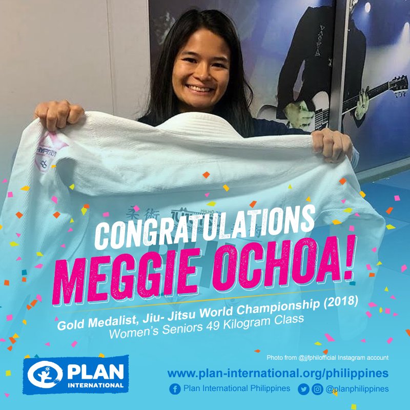 planphilippines's tweet photo. CONGRATULATIONS to Plan International Philippines Ambassador Meggie Ochoa for  becoming the country's first Jiu-Jitsu World Champion! 

She won a gold medal after conquering the Women's Senior 49-kilogram Class in the Jiu-Jitsu World Championship in Sweden. 

#FightToProtect https://t.co/PxskON1pEF
